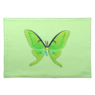 Luna moth on a pale green background placemat