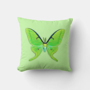 Luna moth on a pale green background throw pillow