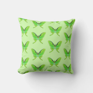 Luna moth on a pale green background throw pillow