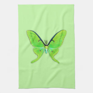 Luna moth on a pale green background towel