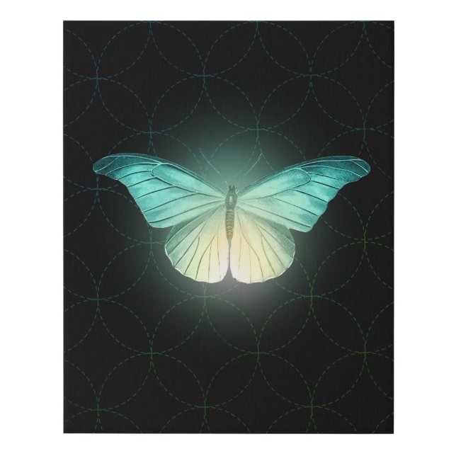 Luna Moth on Black Faux Canvas Print (Front)