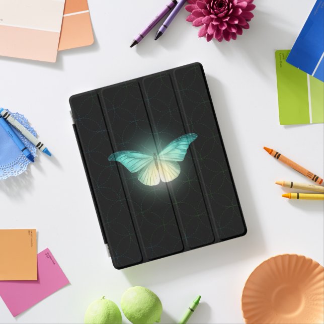 Luna Moth on Black iPad Smart Cover (In Situ)
