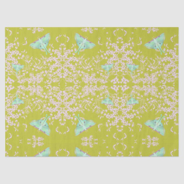 Luna Moth on Lime Tissue Paper (Front)