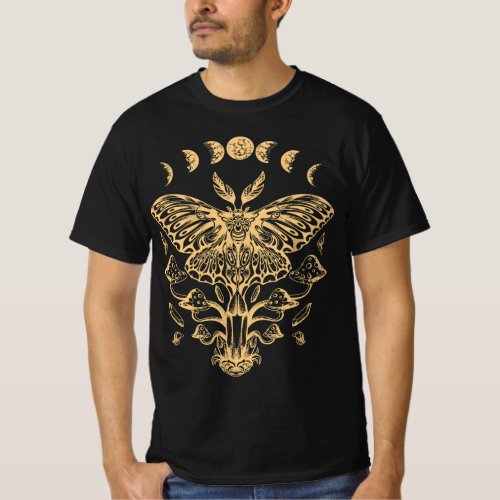 Luna Moth Phases Of The Moon Mushroom Cottagecor T_Shirt
