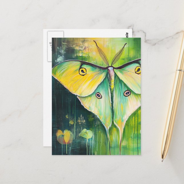 Luna Moth Postcard (Front/Back In Situ)