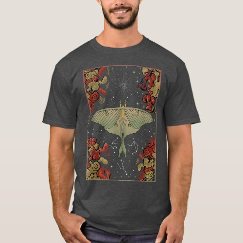 Luna Moth Print Dark Academia Aesthetic Witchy Cel T_Shirt