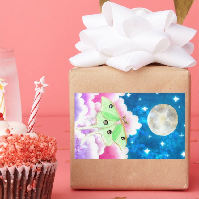 Luna Moth Rectangular Sticker (Party)