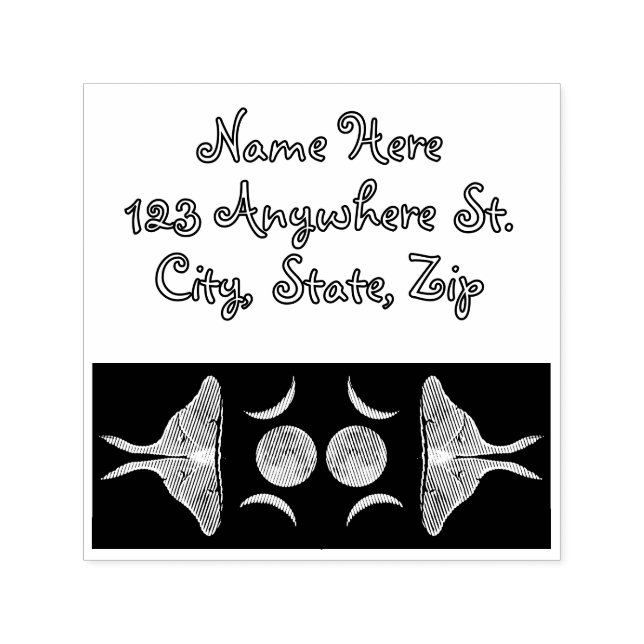 Luna Moth Triple Moon Custom Name Self-inking Stamp (Design)