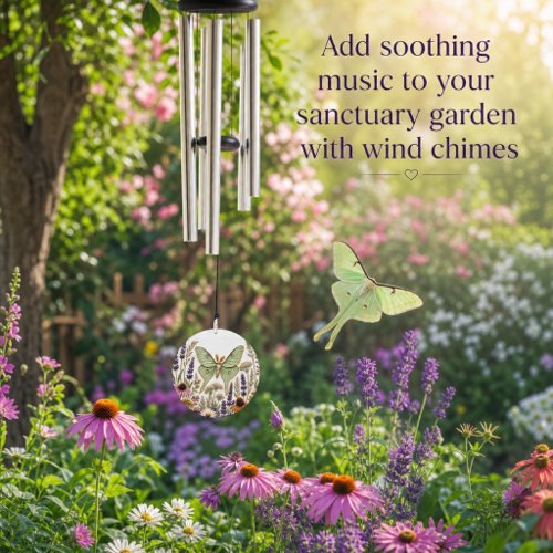 Luna Moth Wildflower Garden Decor Wind Chime