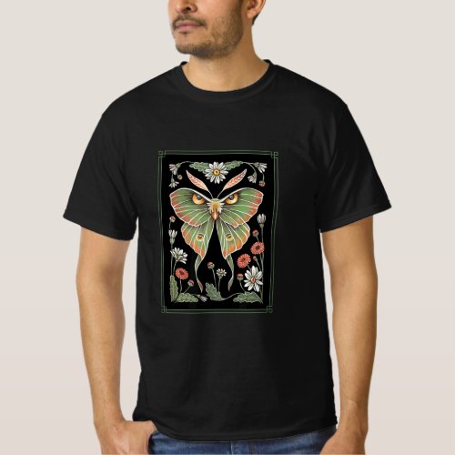 Luna Moth Witchy Folk Art  T_Shirt
