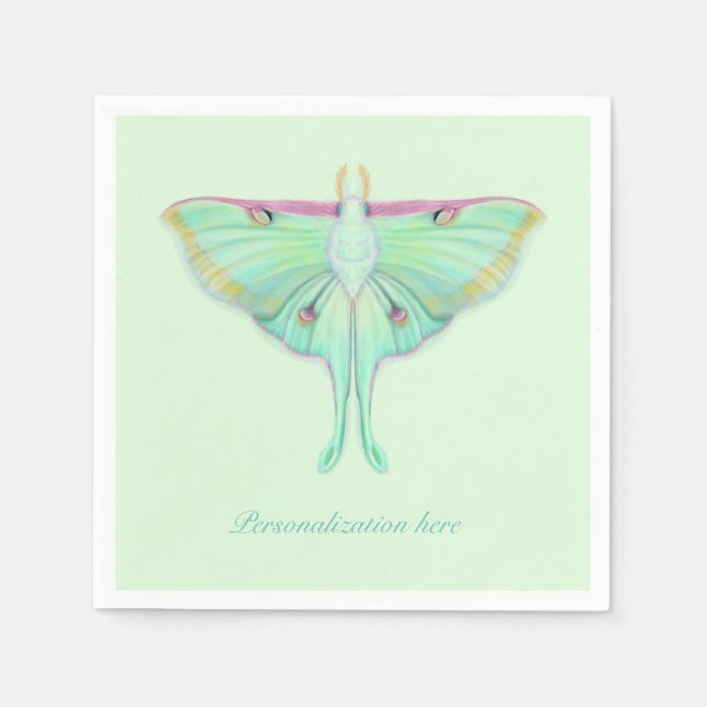 Luna Moth with Personalization Napkins (Front)
