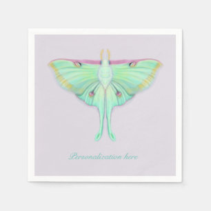 Luna Moth with Personalization on lavender Napkins