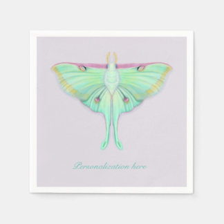 Luna Moth with Personalization on lavender Napkins