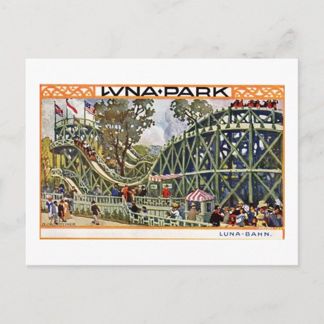 Luna Park Roller Coaster, Vienna, Austria Vintage Postcard (Front)