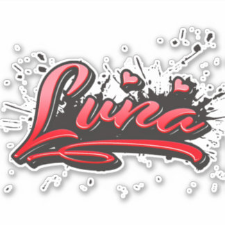 Luna red Heart Graffiti Sticker