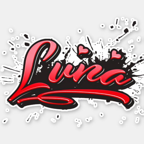 Luna red Heart Graffiti Sticker