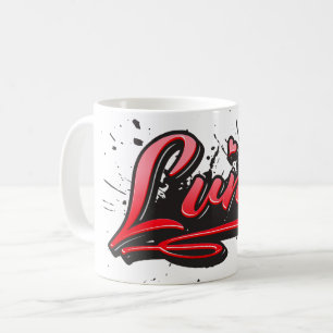 Luna red Heart Graffiti Tasse Kaffetasse Coffee Mug