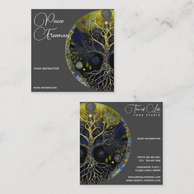 Luna Rising | Tree of Life Square Business Card (Front/Back)