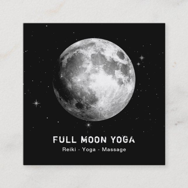 *~*  Luna Stars Full MOON Lunar Cosmic Celestial Square Business Card (Front)