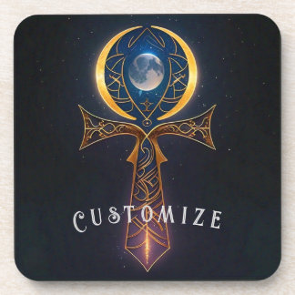 Lunar Ankh Beverage Coaster