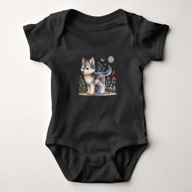  Lunar Baby Wolf - Adorable Baby Romper (Front)