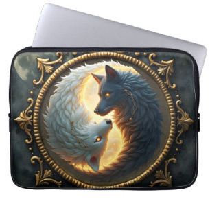 Lunar Balance – Where Shadows Embrace the Light. Laptop Sleeve