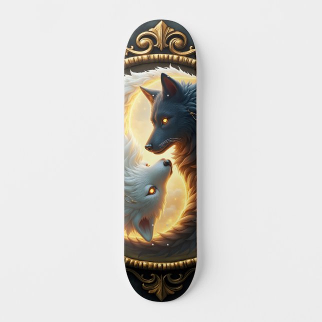 Lunar Balance – Where Shadows Embrace the Light.  Skateboard (Front)