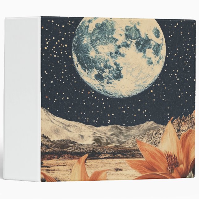 Lunar Bloom Over Sandy Peaks 3 Ring Binder (Front/Spine)