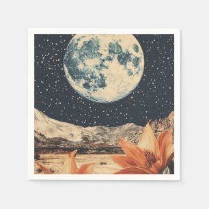 Lunar Bloom Over Sandy Peaks Napkins