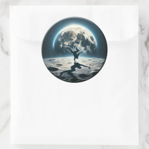 Lunar Breakdance – Street Style in Space Classic Round Sticker