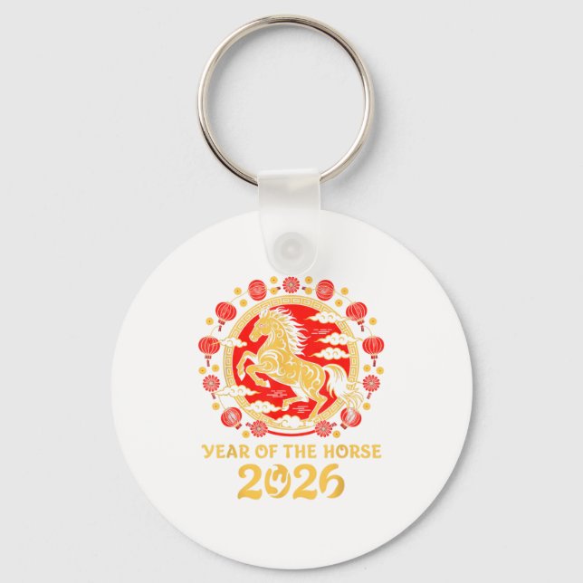 Lunar Chinese New Year 2026 Year Of The Horse Zodi Keychain (Front)