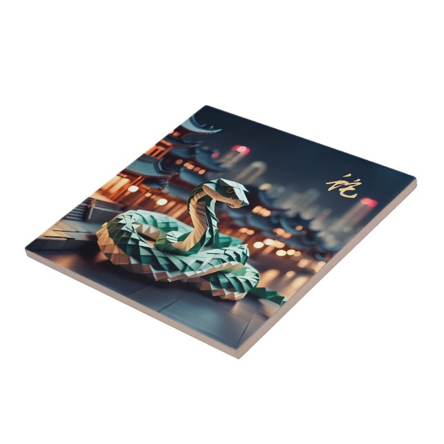Lunar Chinese New Year Snake 2025 Birthday CT Ceramic Tile (Side)