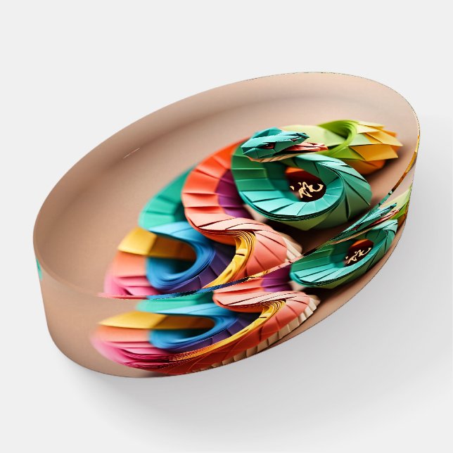 Lunar Chinese New Year Snake 2025 Birthday PapW3 Paperweight (Angled)