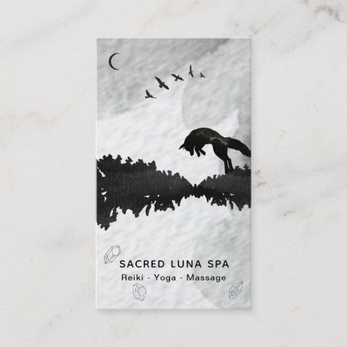  Lunar Cosmic Fox Leaping Pine Trees Moon Business Card