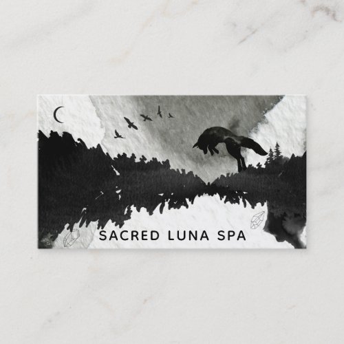  Lunar Cosmic Moon Fox Leaping Pine Trees Business Card