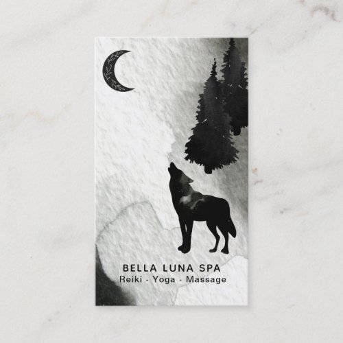  Lunar Cosmic Moon Howling Wolf Pine Trees Business Card