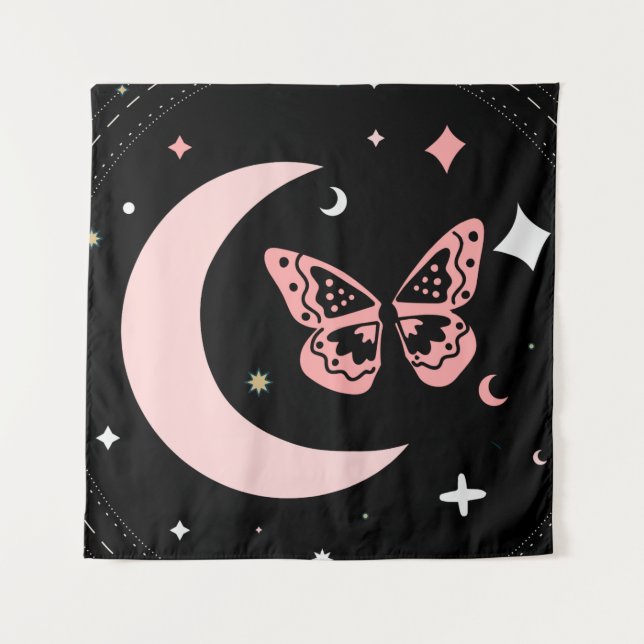 Lunar Dreams & Butterfly Nights Tapestry (Front)