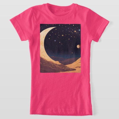 Lunar Dreams Moon and Stars Night Sky T_Shirt