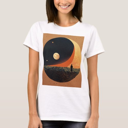 Lunar Dreams Textured Mixed Media Collage T_shirt