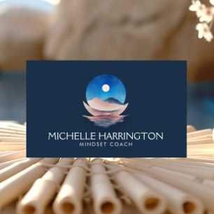 Lunar Echo Blue Full Moon Writer, Life Coach Business Card