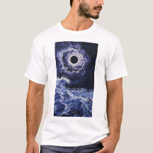 Lunar Eclipse Blue and White Colorful T-Shirt