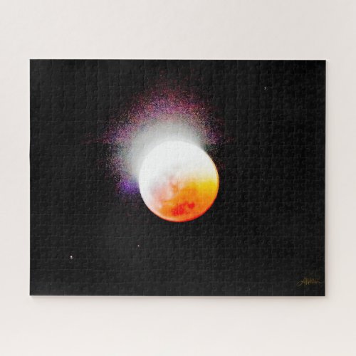 Lunar Eclipse Glittering Star Burst Jigsaw Puzzle