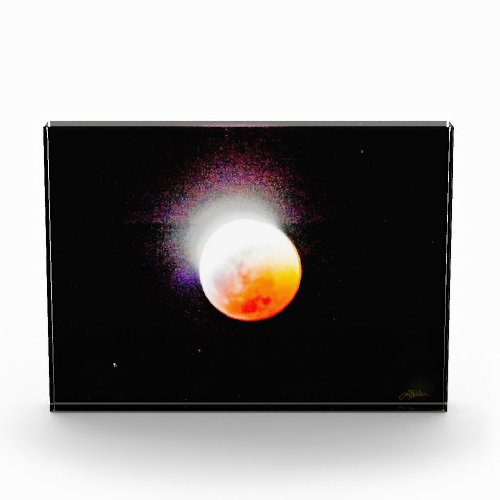 Lunar Eclipse Glittering Star Burst Photo Block