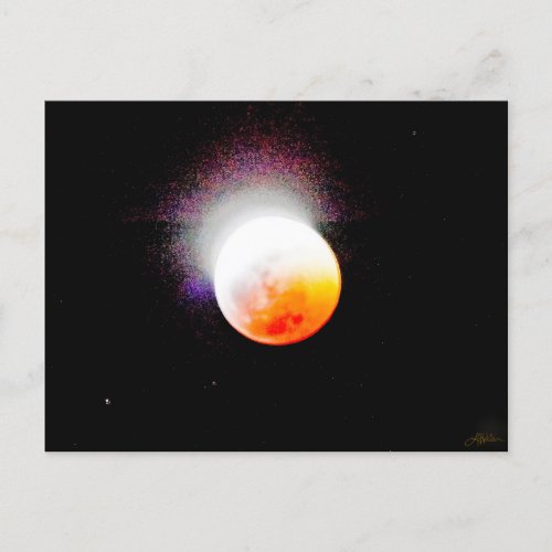 Lunar Eclipse Glittering Star Burst Postcard