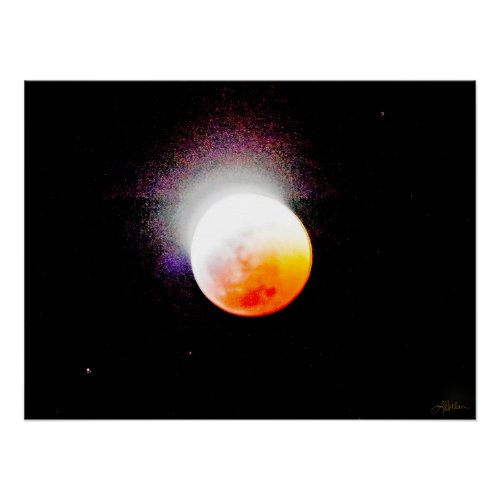 Lunar Eclipse Glittering Star Burst Poster