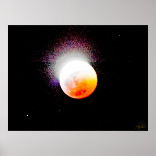Lunar Eclipse Glittering Star Burst Poster
