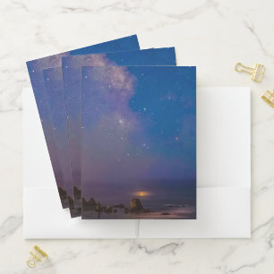 Lunar Eclipse & Milky Way Bandon Beach, Oregon Pocket Folder