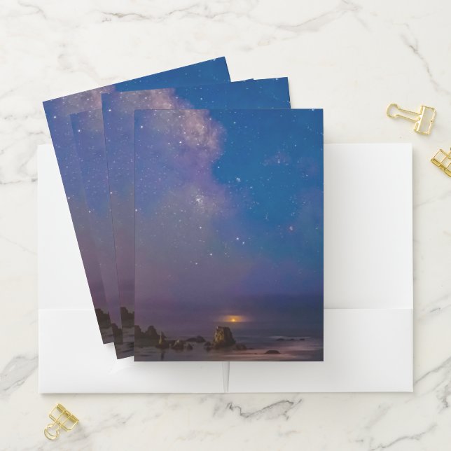 Lunar Eclipse & Milky Way | Bandon Beach, Oregon Pocket Folder (In Situ)