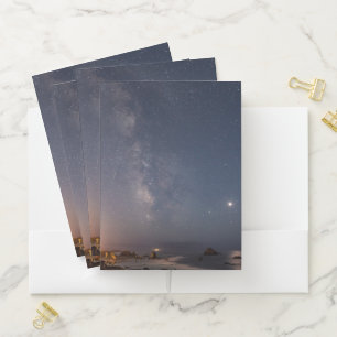 Lunar Eclipse & Milky Way Bandon Beach Oregon Pocket Folder