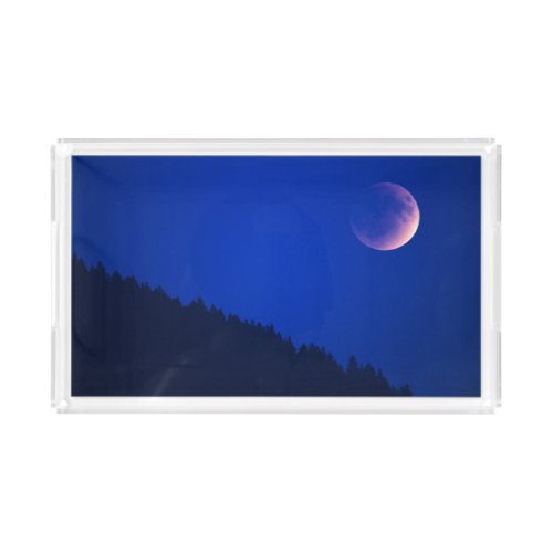 Lunar Eclipse Over Forest  Zug Switzerland Acrylic Tray